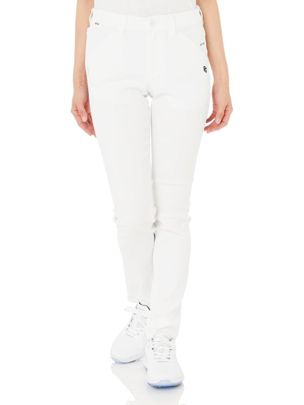 NEW PEARLY GATES Japan Golf White Stretch Cotton Dobby Cute Slim Pants 00 / XS